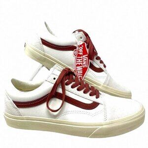 VANS Old Skool Shoes Low Suede Leather Red White VN0A4BW2R2S Skate Size Women's